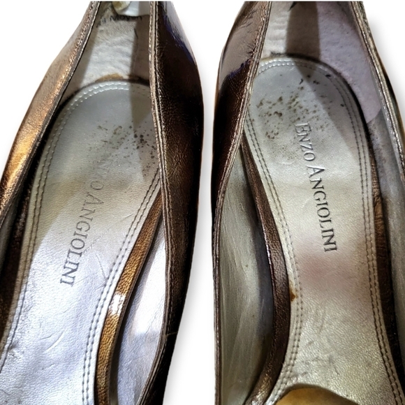 Enzo Angiolini Peep Toe Pumps Metallic Bronze High Heels Size 8.5 - Picture 8 of 12